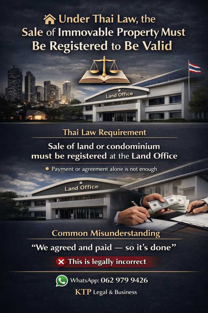 Sale of Immovable Property Must Be Registered to Be Valid